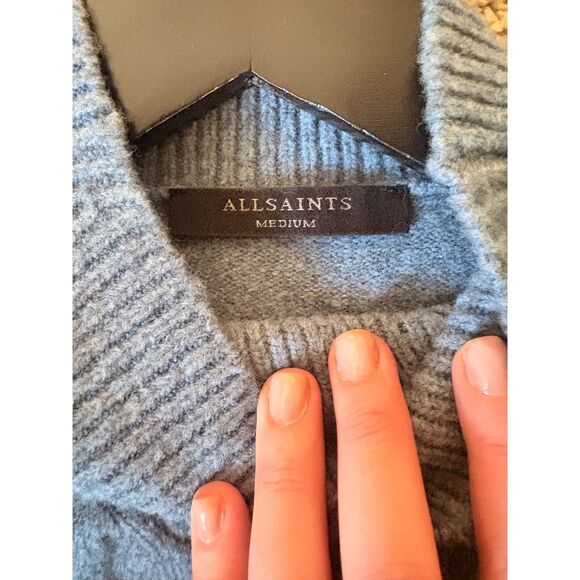 ALL SAINTS Asha Soft Fluffy Sweater Baby Blue Grey Size M - Picture 3 of 5